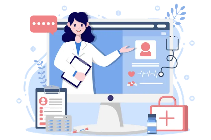 Online health checkup  Illustration