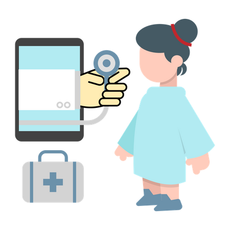 Online health checkup on phone Illustration