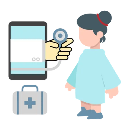 Online health checkup on phone  Illustration