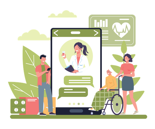 Online Health Support  Illustration