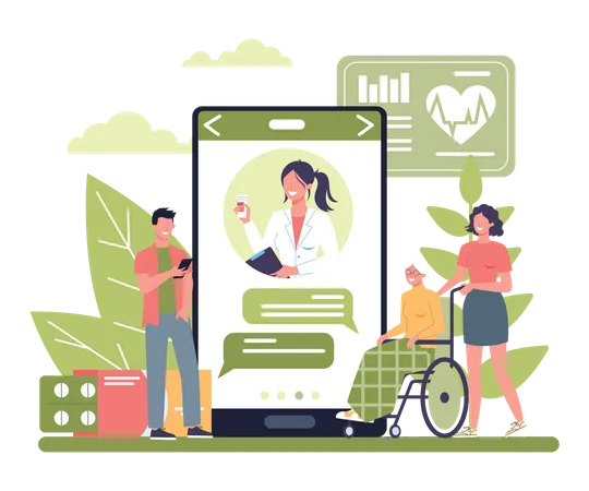 Online Health Support  Illustration