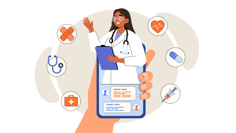 Online healthcare and doctor consultation  Illustration