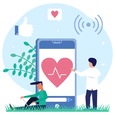 Online Heart Checkup  Illustration