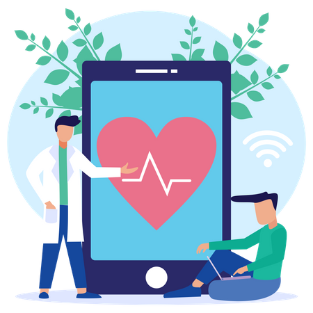 Online Heart Checkup  Illustration