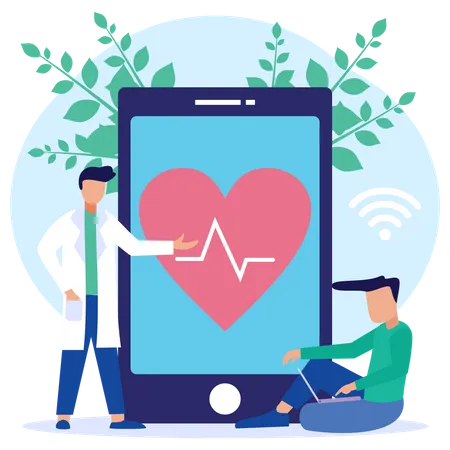 Online Heart Checkup  Illustration