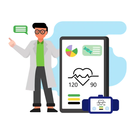 Online Heart Checkup  Illustration