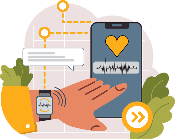 Online heart pulse checking  Illustration