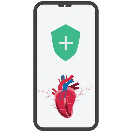 Online heartbeat and medical insurance  Illustration