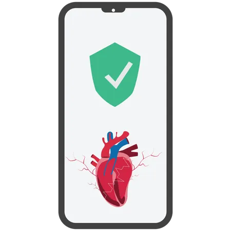 Online Heartbeat line secure  Illustration