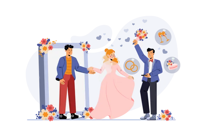 Online-Hochzeit  Illustration