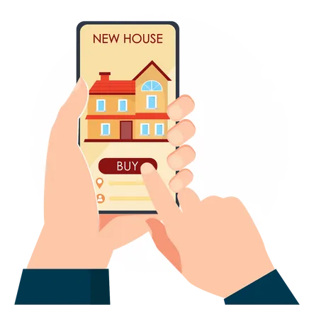 House Home Buy Or Rental Web App With Online Choosing Check Mark Notice On Mobile Phone Person Hand Vector Flat Cartoon Rent Or Sell Apartment Or Real Estate Agency Application On Smartphone Illustration
