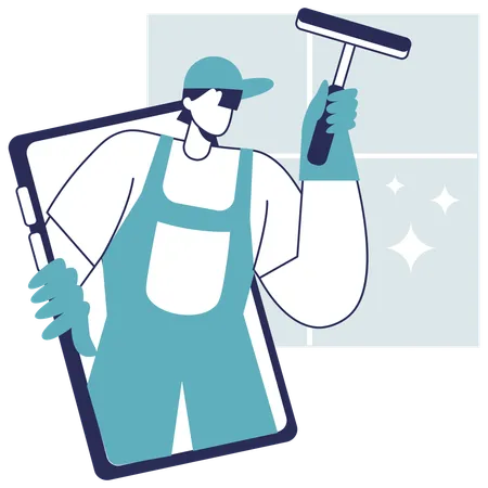 Online Home Cleaning  Illustration