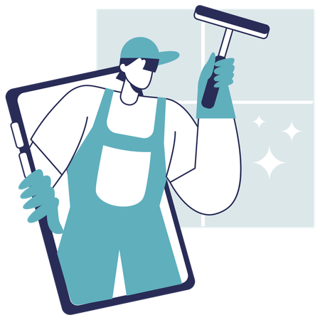 Online Home Cleaning  Illustration