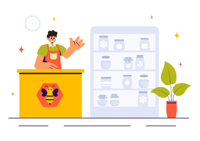 Online Honey Store  Illustration