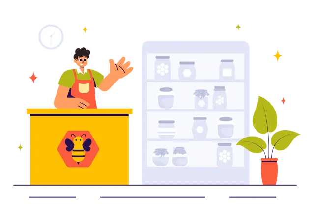 Online Honey Store  Illustration