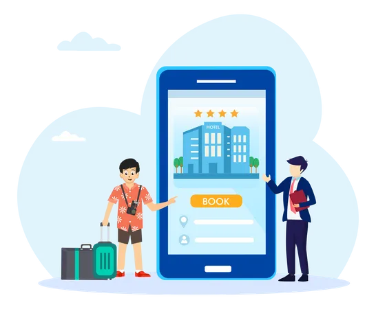 Online Hotel Booking  Illustration