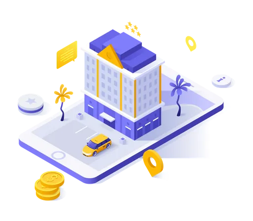 Online hotel booking service  Illustration