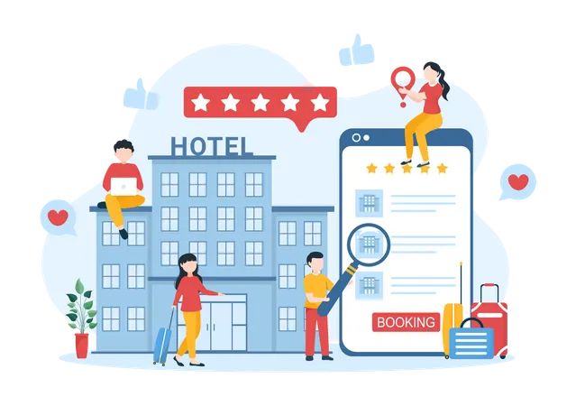 Online Hotel review Illustration