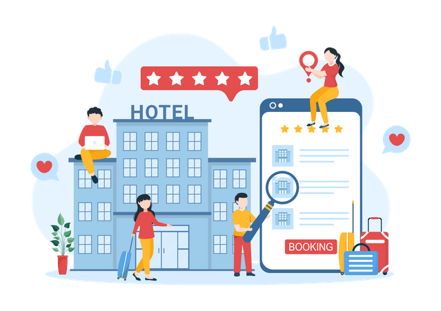 Online Hotel review  Illustration