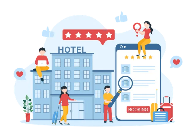 Online Hotel review  Illustration