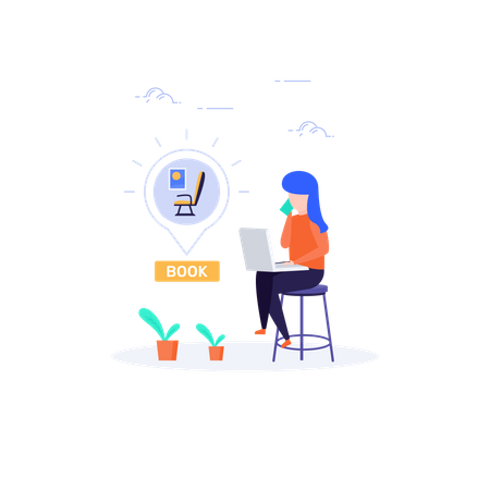 Online-Hotelzimmerbuchung  Illustration