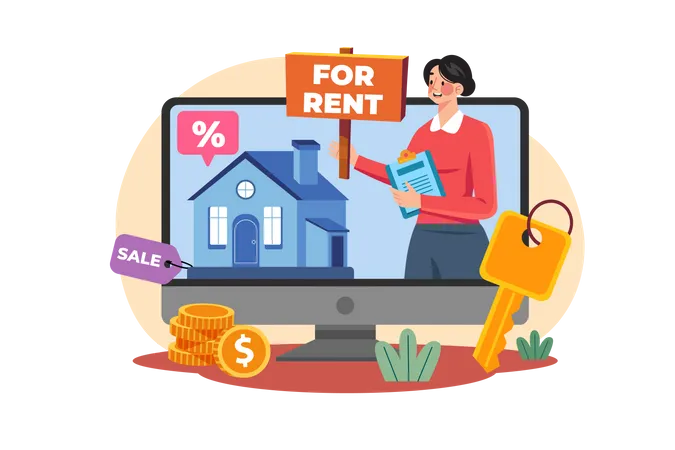 Online house rental service  Illustration