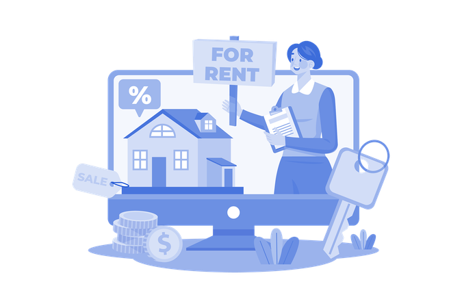 Online House Rental Service  Illustration