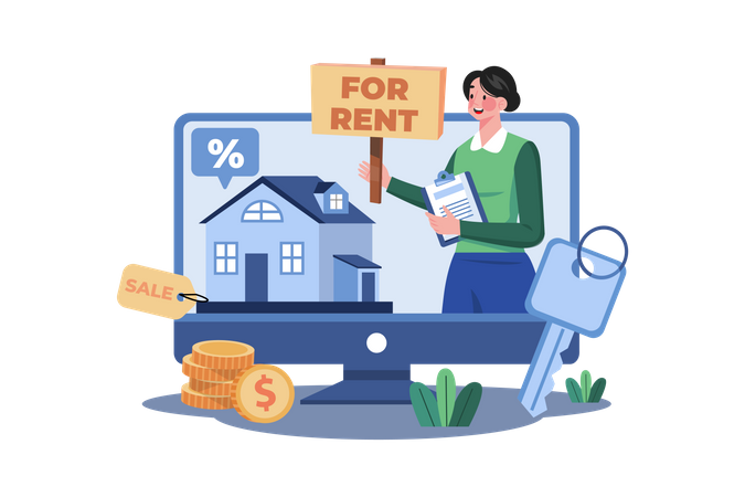 Online house rental service  Illustration