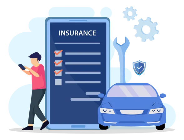 Car Insurance Policy Form With Umbrella Insurance Agent Protection Damage Or Collision Vector Illustration