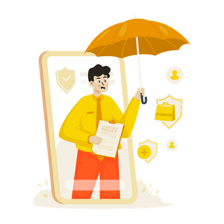 Online insurance protection form signed by customer  Illustration