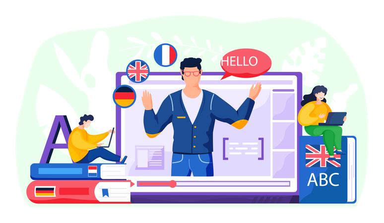 Online International language courses  イラスト