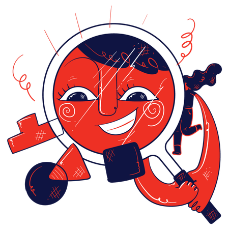 Online internet search using magnifier  Illustration