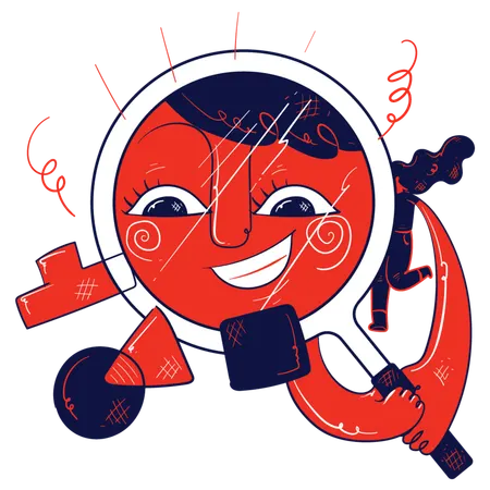 Online internet search using magnifier  Illustration