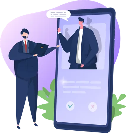 Online Interview Video Call Illustration