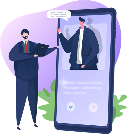 Online Interview Video Call  Illustration