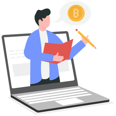 Online Investment Experts Explaining Bitcoin and Other Cryptocurrency  Illustration