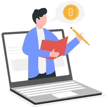 Online Investment Experts Explaining Bitcoin and Other Cryptocurrency  Illustration