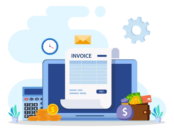Online Digital Invoices Concept Vector Sending And Receiving Payment Using Electronic Invoice Illustration