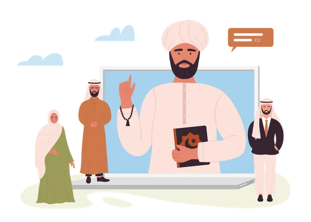 Online Islamic prayer  Illustration