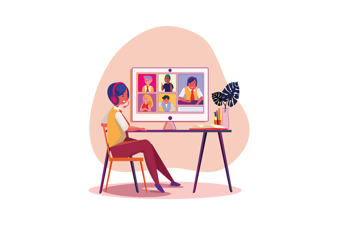 Online job interview Illustration