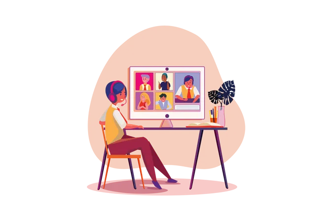 Online job interview  Illustration