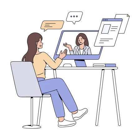 Online job interview  Illustration