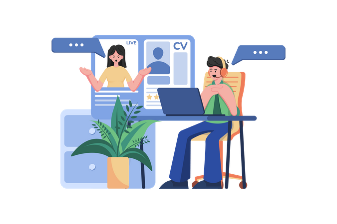 Online Job Interview  Illustration