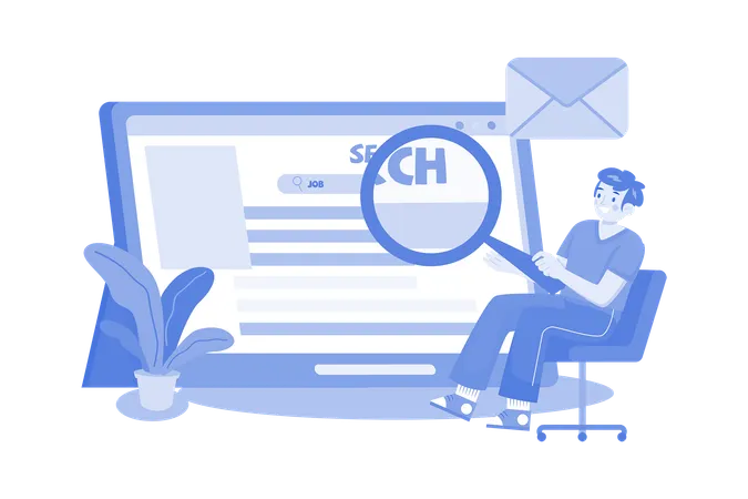 Online Job Research Illustration Concept On White Background Illustration
