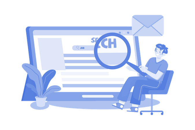 Online Job Research  Illustration