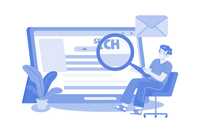 Online Job Research  Illustration