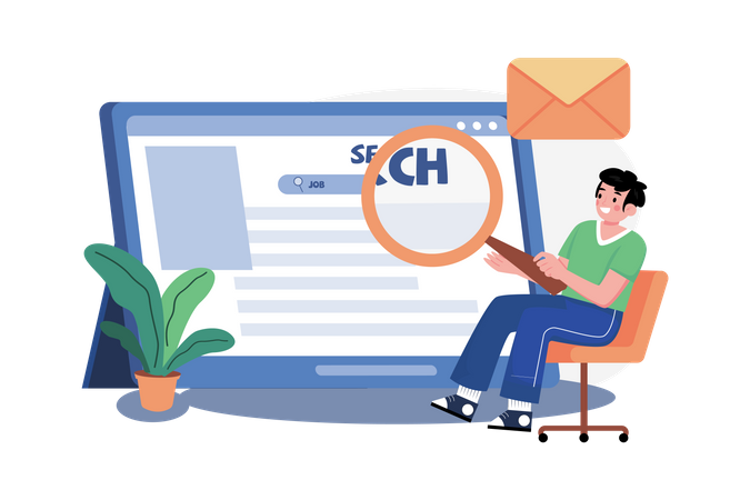 Online Job Research  Illustration