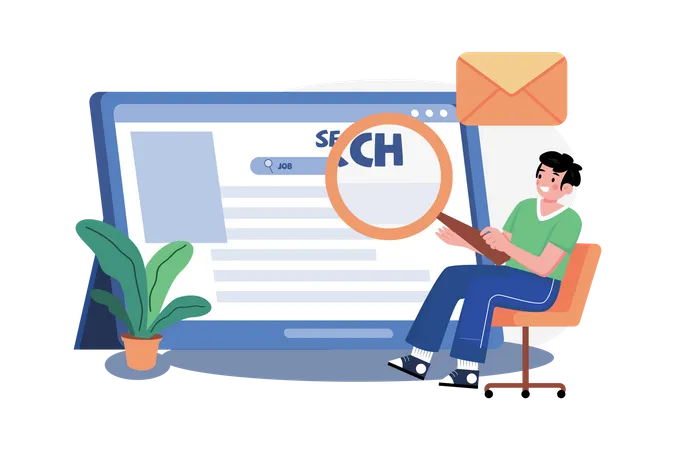 Online Job Research  Illustration