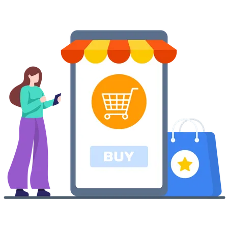 Online-Kauf im M-Commerce  Illustration