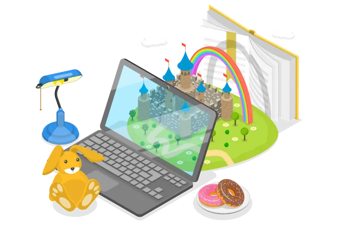 Online kids learning site  Illustration